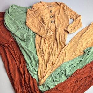 Like New Lot Bundle Set of Three Long Sleeve Bamboo Kimono Pajamas Earth Tones